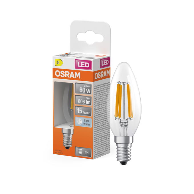 LED Star Classic B 60 Filament 5.9W 840 Clear E14