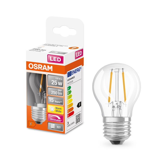 LED Superstar Classic P 25 Filament DIM 2.8W 827 Clear E27