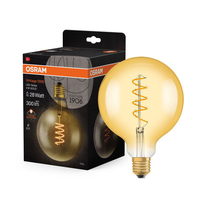 Vintage 1906 Globe 28 Filament 4W 820 Gold E27