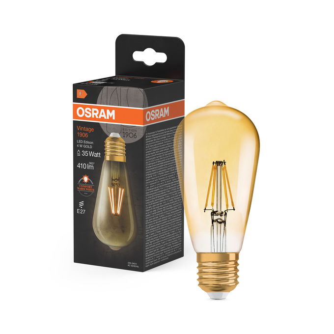 Vintage 1906 Edison 35 Filament 4W 824 Gold E27